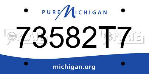 73582T7 Michigan License Plate