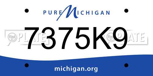 7375K9 Michigan License Plate