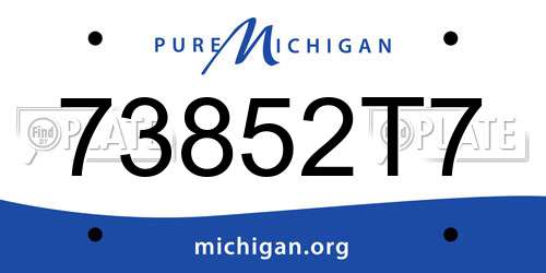 73852T7 Michigan License Plate