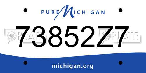 73852Z7 Michigan License Plate