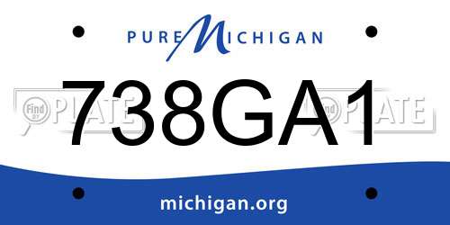 738GA1 Michigan License Plate