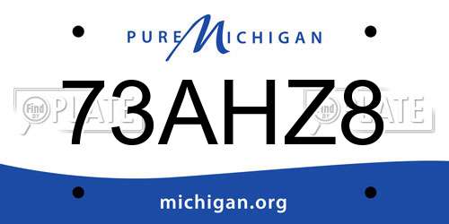 73AHZ8 Michigan License Plate