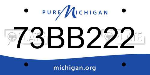 73BB222 Michigan License Plate