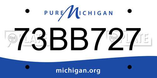 73BB727 Michigan License Plate