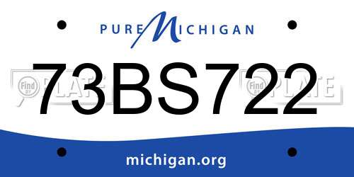 73BS722 Michigan License Plate