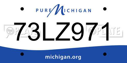 73LZ971 Michigan License Plate