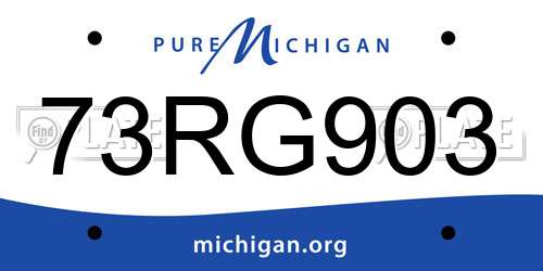 73RG903 Michigan License Plate