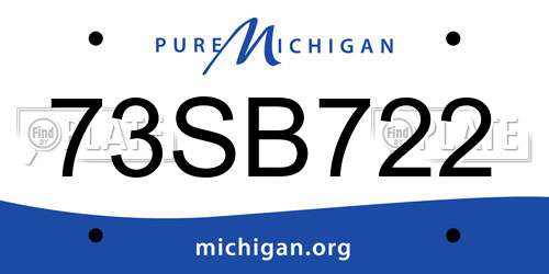 73SB722 Michigan License Plate
