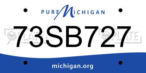 73SB727 Michigan License Plate