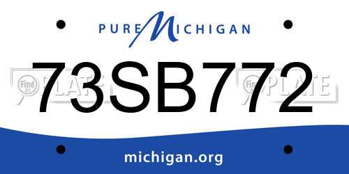 73SB772 Michigan License Plate