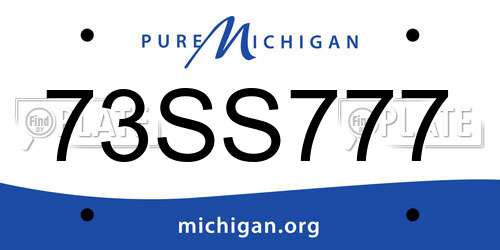 73SS777 Michigan License Plate