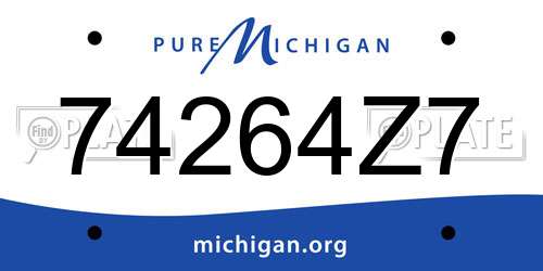 74264Z7 Michigan License Plate