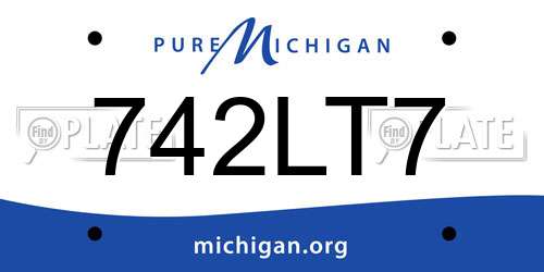 742LT7 Michigan License Plate