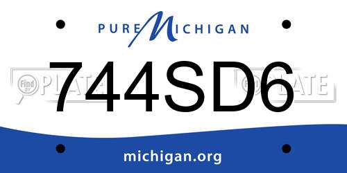 744SD6 Michigan License Plate