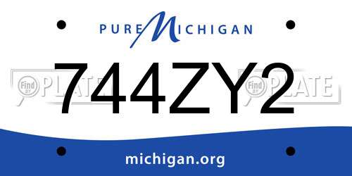 744ZY2 Michigan License Plate