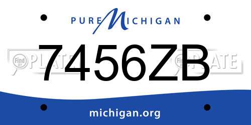 7456ZB Michigan License Plate