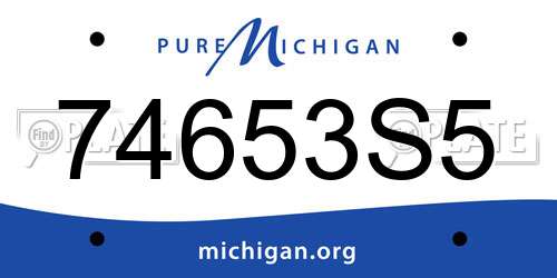 74653S5 Michigan License Plate