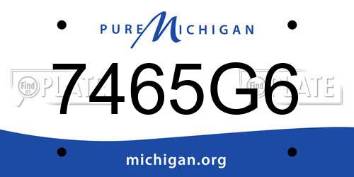 7465G6 Michigan License Plate