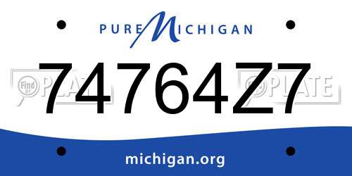 74764Z7 Michigan License Plate