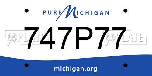 747P77 Michigan License Plate