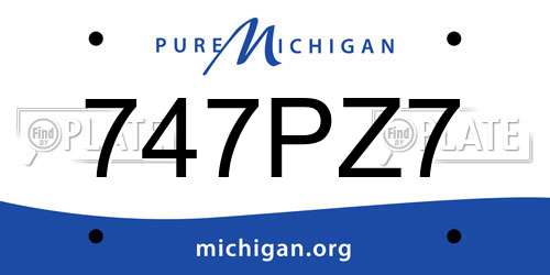 747PZ7 Michigan License Plate