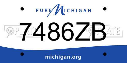 7486ZB Michigan License Plate