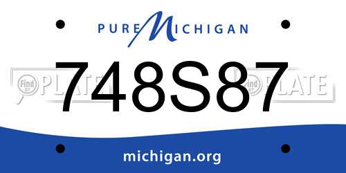 748S87 Michigan License Plate