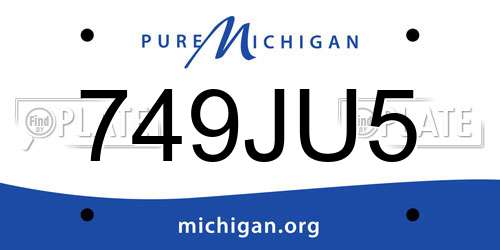 749JU5 Michigan License Plate