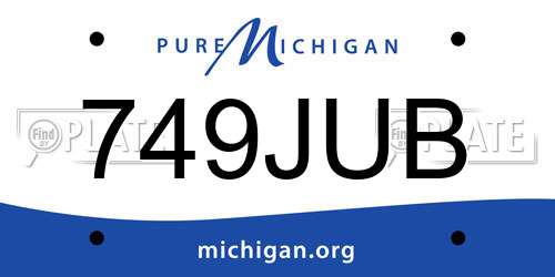 749JUB Michigan License Plate