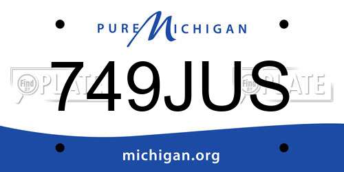 749JUS Michigan License Plate