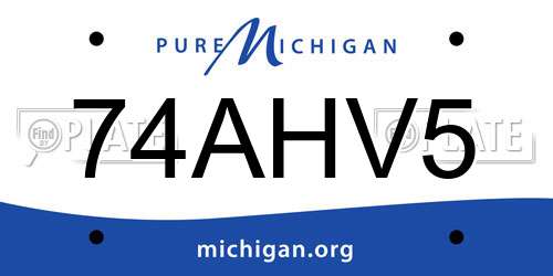 74AHV5 Michigan License Plate