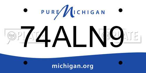 74ALN9 Michigan License Plate