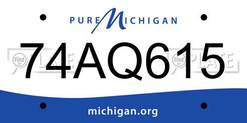 74AQ615 Michigan License Plate