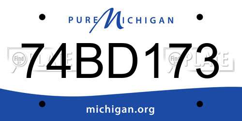 74BD173 Michigan License Plate