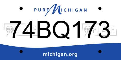 74BQ173 Michigan License Plate