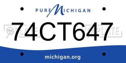 74CT647 Michigan License Plate