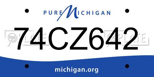 74CZ642 Michigan License Plate