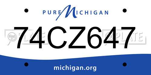 74CZ647 Michigan License Plate