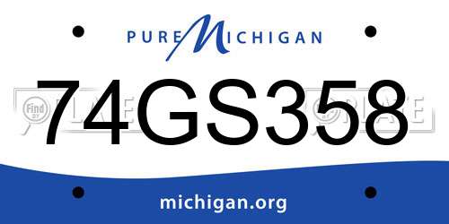 74GS358 Michigan License Plate
