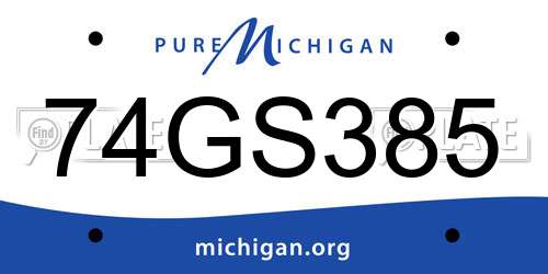 74GS385 Michigan License Plate