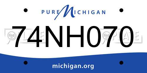 74NH070 Michigan License Plate