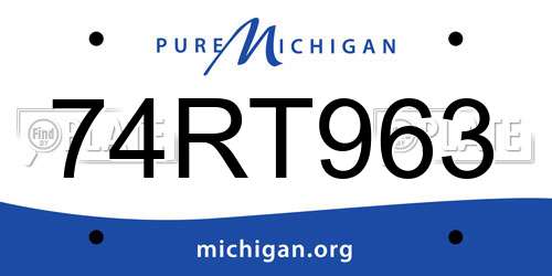 74RT963 Michigan License Plate