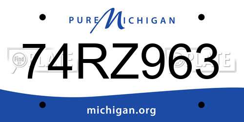 74RZ963 Michigan License Plate