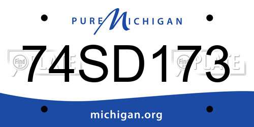 74SD173 Michigan License Plate