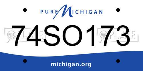 74SO173 Michigan License Plate