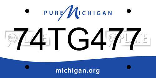 74TG477 Michigan License Plate