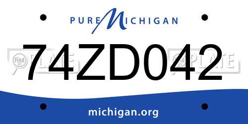74ZD042 Michigan License Plate