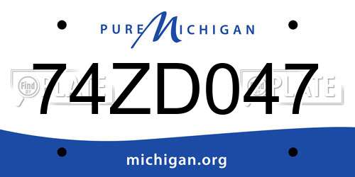 74ZD047 Michigan License Plate