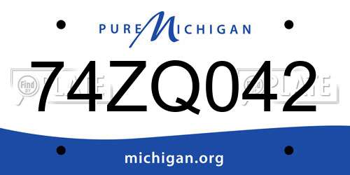74ZQ042 Michigan License Plate