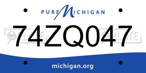 74ZQ047 Michigan License Plate